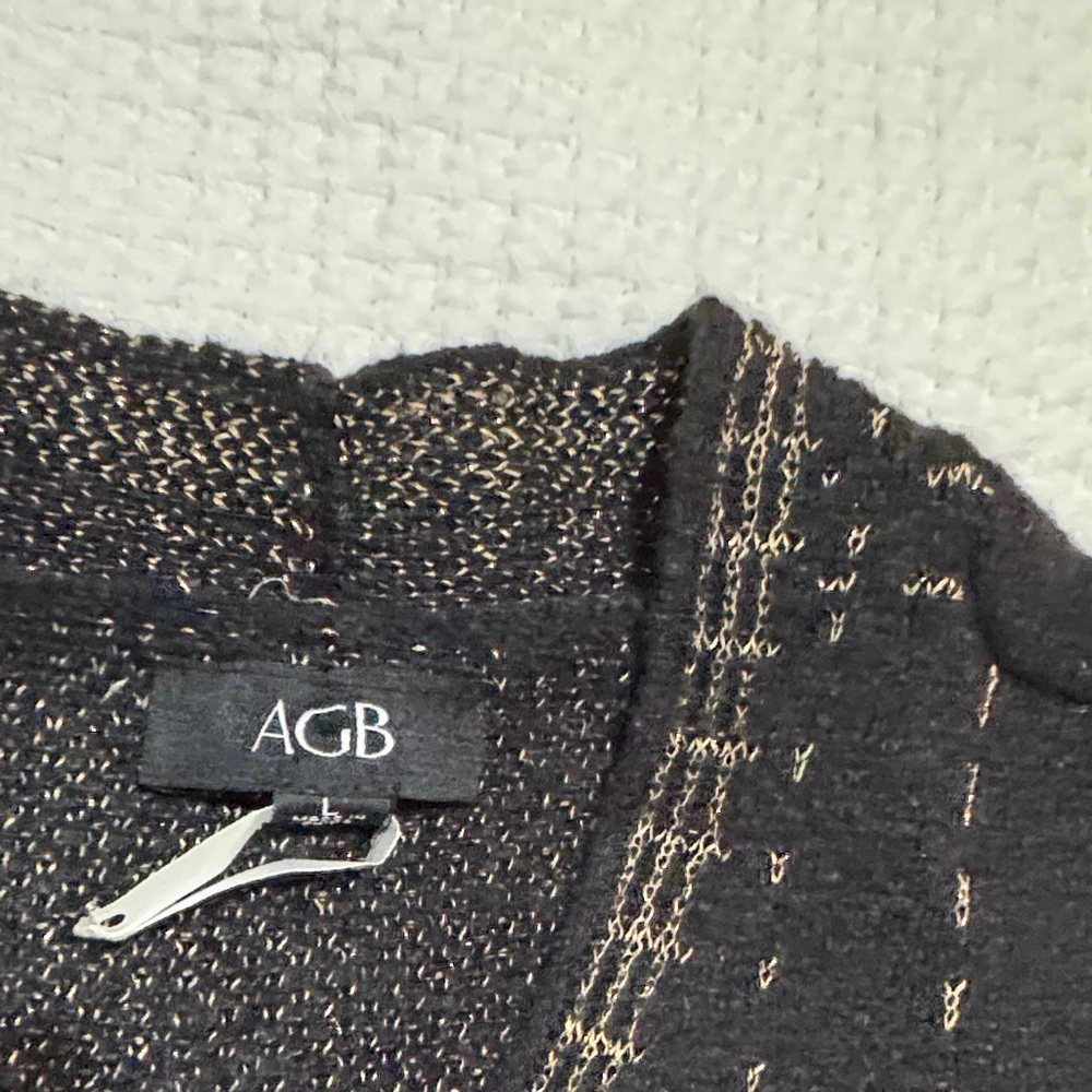 Agb Black Grid Pattern Lightweight Sweater Blazer… - image 2